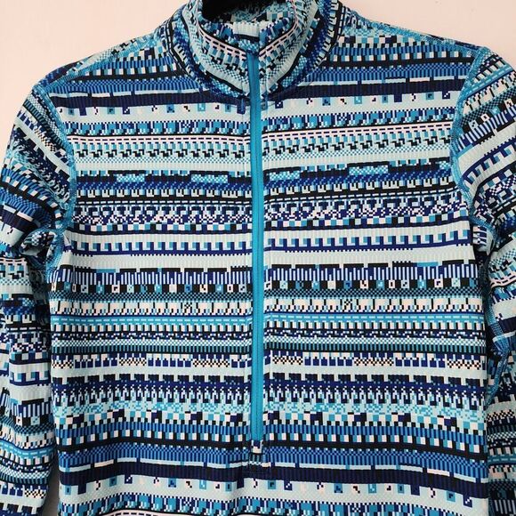 Nike Pro Dri Fit blue‎ Aztec 1/2 zip long sleeve pullover running womens S - Picture 3 of 8